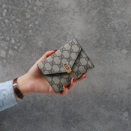 Portefeuille en cuir pu pour femmes motif de treillis – Image 11