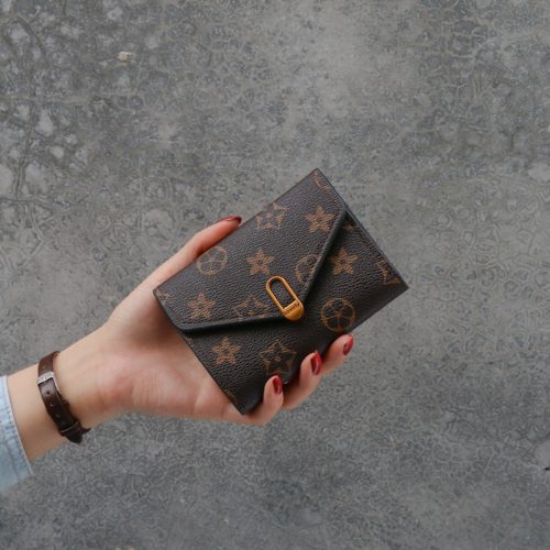 Portefeuille en cuir pu pour femmes motif de treillis – Image 9